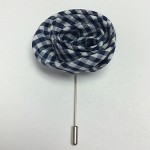 Blue and White Checkered Flower Lapel Pin